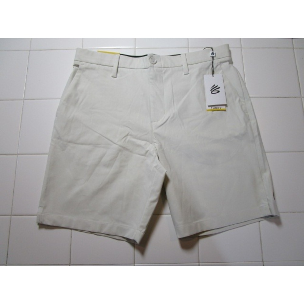 Under Armour Curry Splash Shorts Men's 34 Tan Golf Athletic Tapered